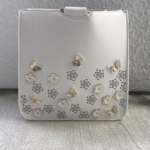 Imoshion Butterfly Flower Vegan Tote Bag Handbag White / Gold